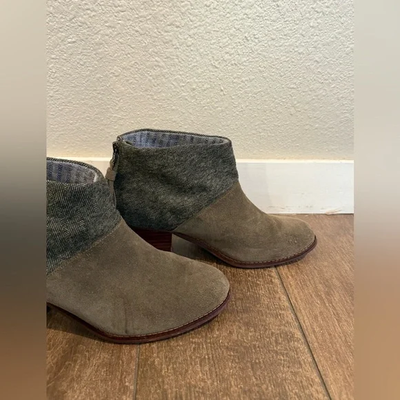 Toms Leila Olive‎ Green Ankle Booties Size 8 - Picture 5 of 9
